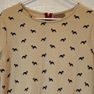 Art & Soul Puppy Dog Long Sleeve Women's XL Cozy Top Soft French Boston Terrier